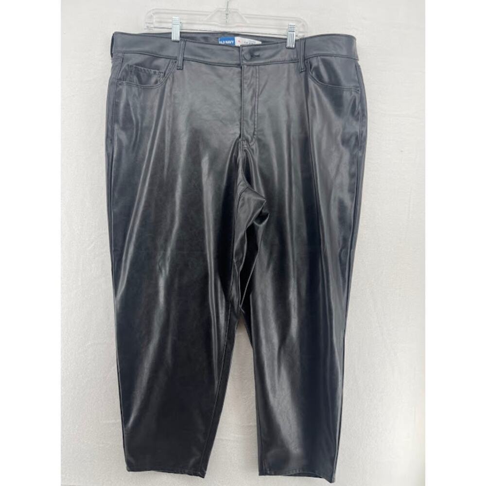 Old Navy Women's‎ Size 20 O.G. Straight  Faux Leather Black Pants High Rise